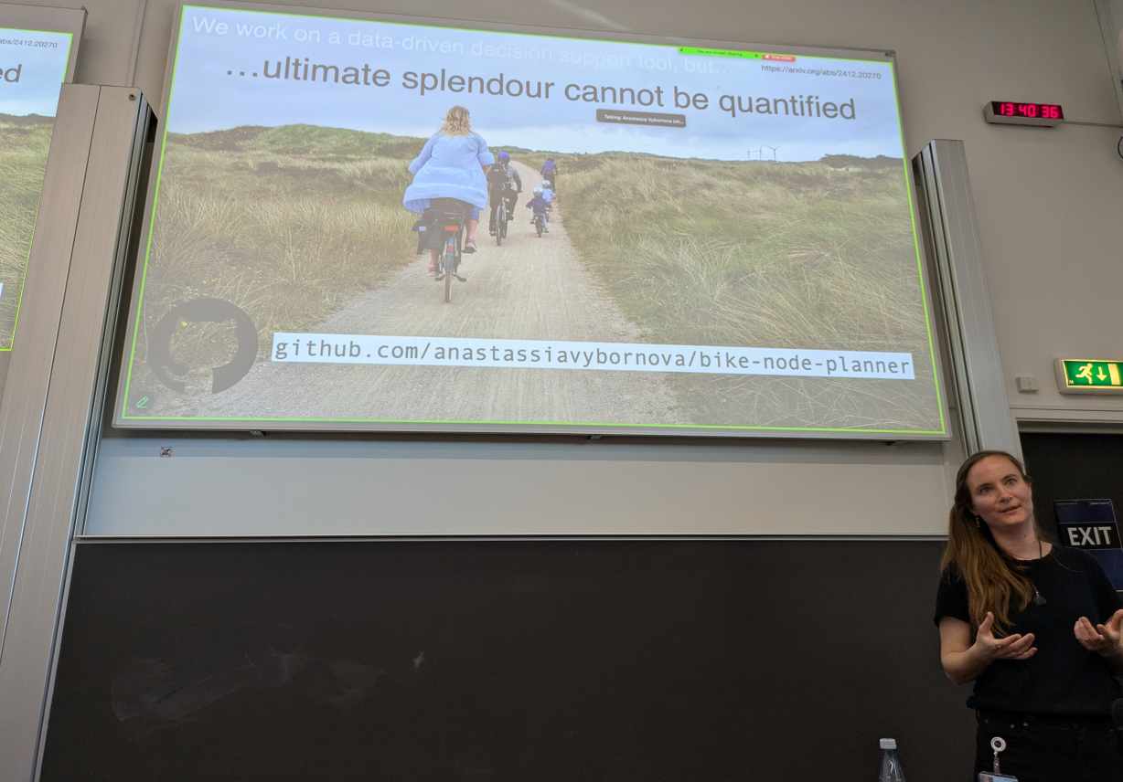 Anastassia in action during the presentation of the thesis